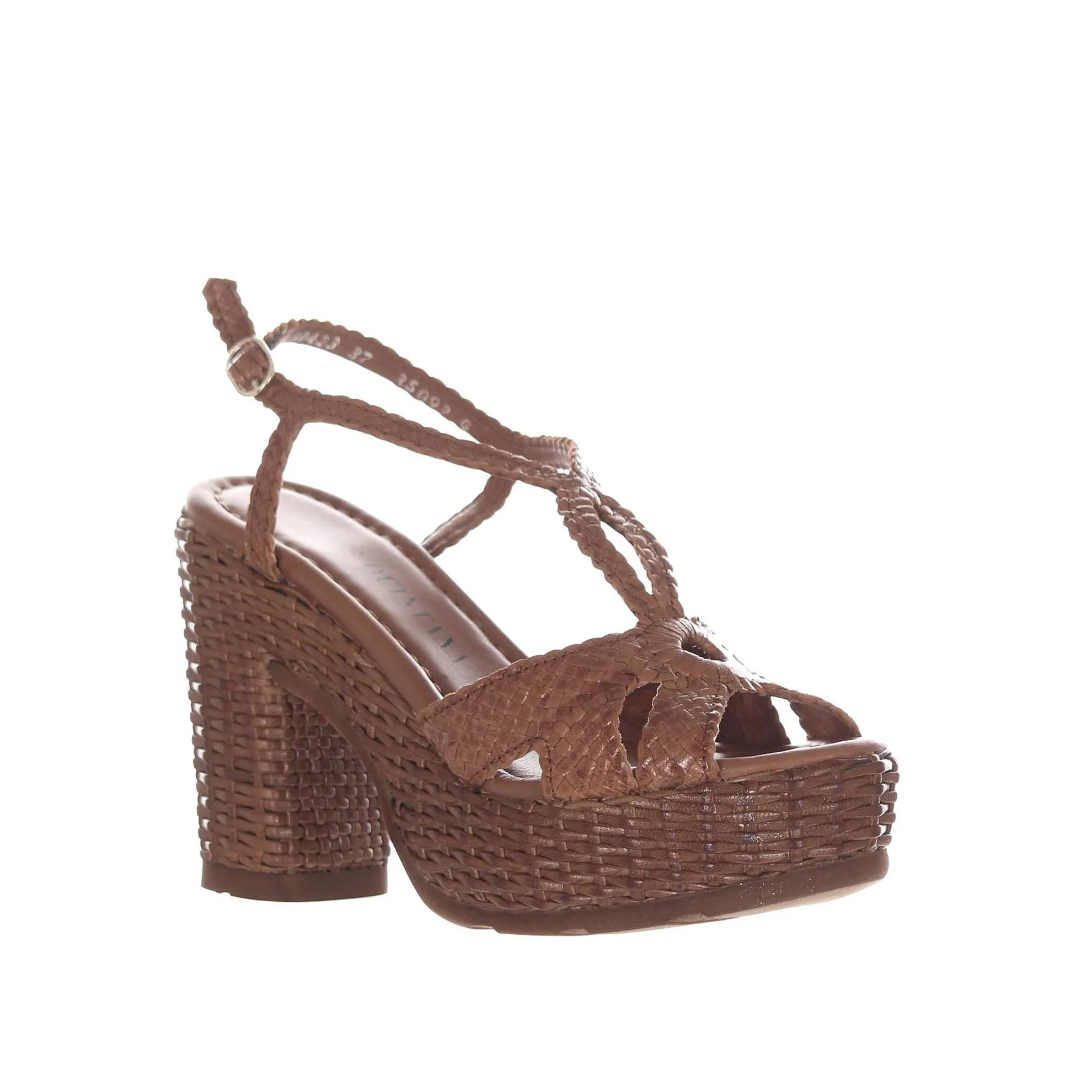 Sandalo platform cannes in pelle intrecciata