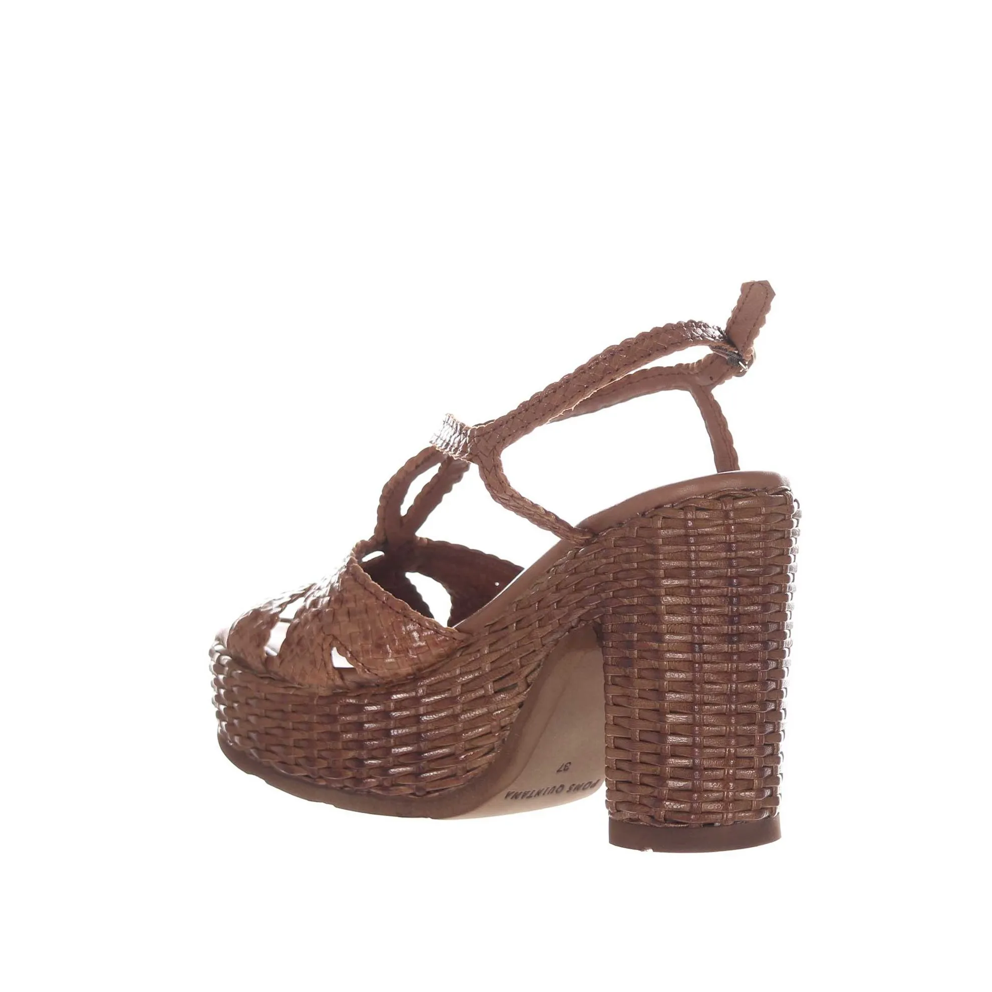 Sandalo platform cannes in pelle intrecciata