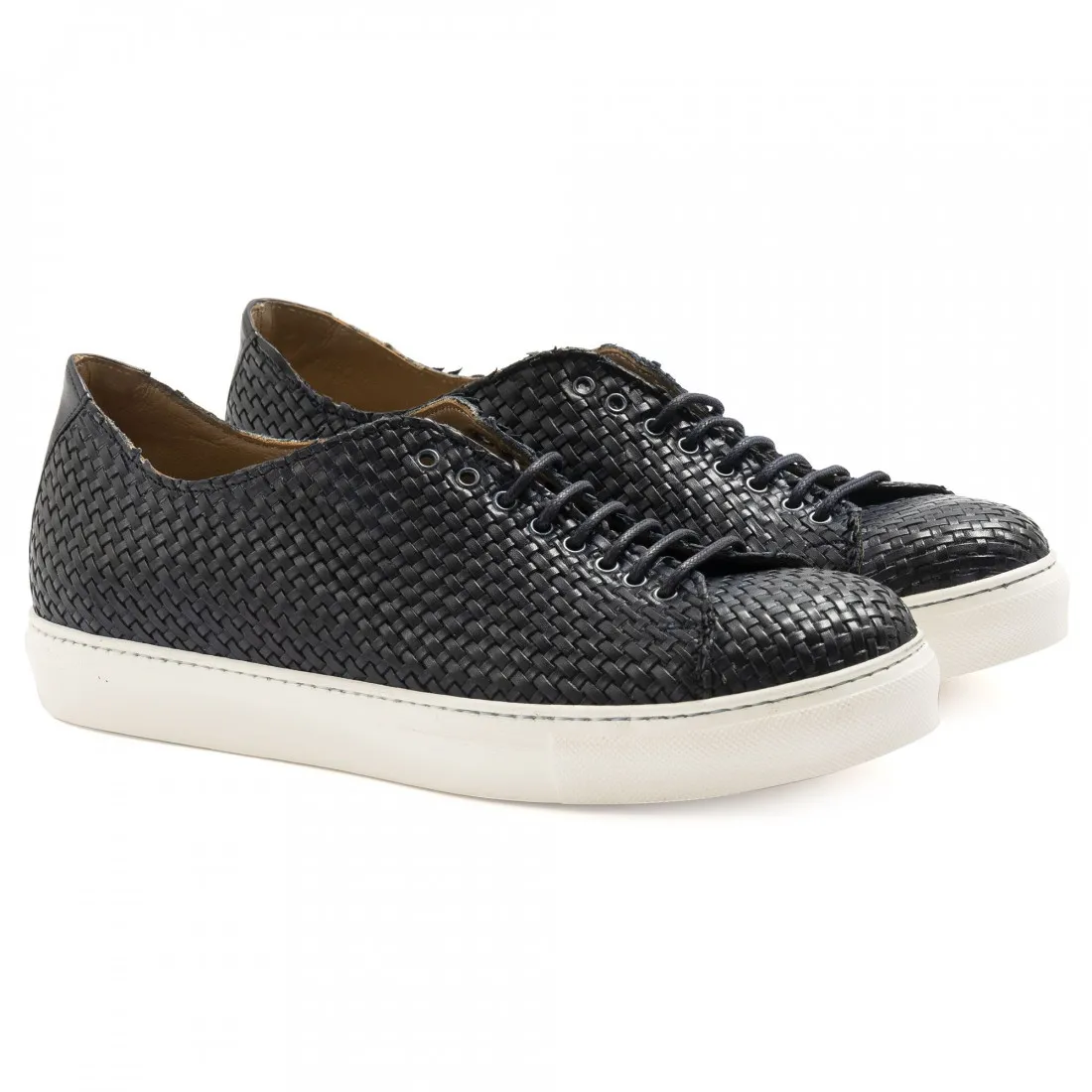 Scarpa stringata uomo Sangiorgio blu in pelle intrecciata