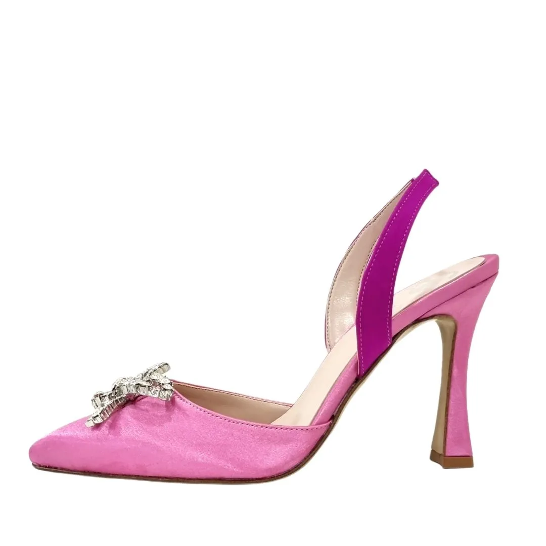  Scarpe a punta con accessorio di strass made in italy