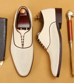 Scarpe formali da uomo fatte a mano di lusso in vera pelle 2023 estate nuova moda confortevole matrimonio vuoto business sociale