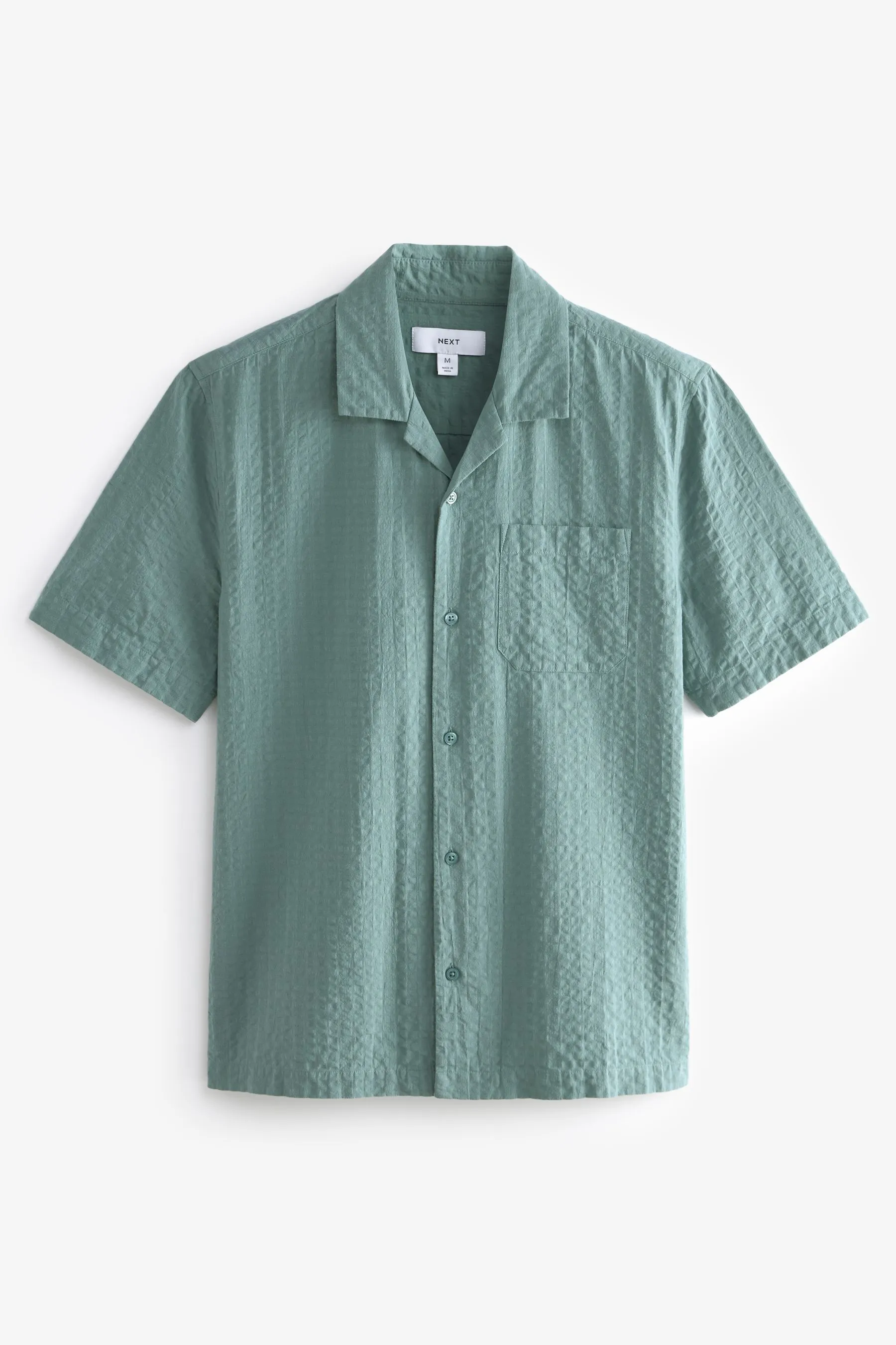 Seersucker 100% Cotone Maniche corte Camicia con Collo Cubano    