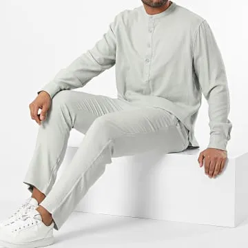 Set camicia e pantaloni grigi a maniche lunghe