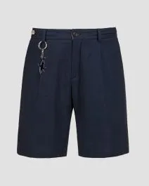 Shorts blu scuro con lino da uomo Paul&Shark Bermuda Coulisse 1 Pince