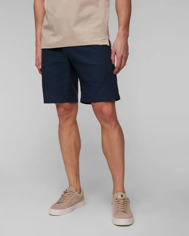 Shorts blu scuro con lino da uomo Paul&Shark Bermuda Coulisse 1 Pince