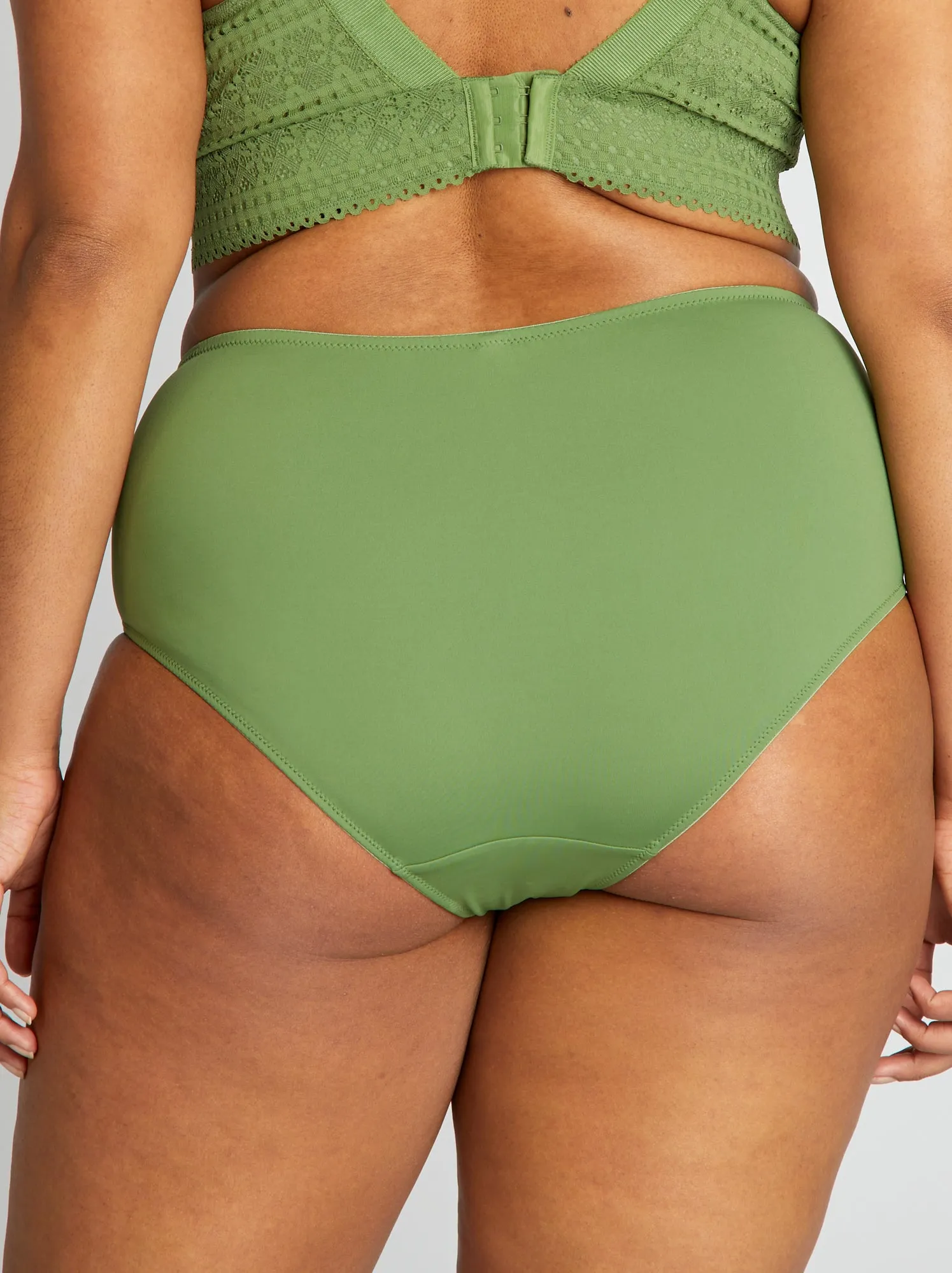 Slip a vita alta in microfibra e pizzo - VERDE