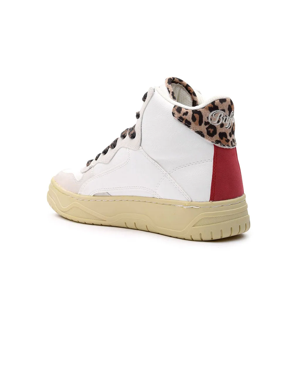 Sneakers Alte Donna MATCH HI bianche rosse e leopardate