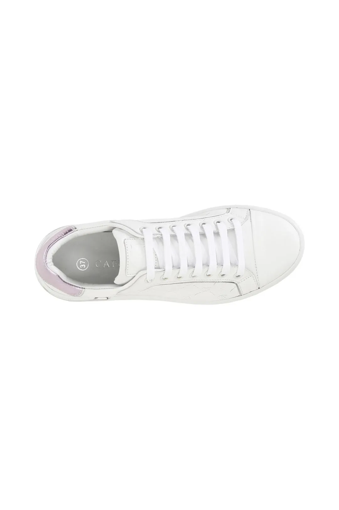 sneakers bassa in pelle con pattern monogramma bianco