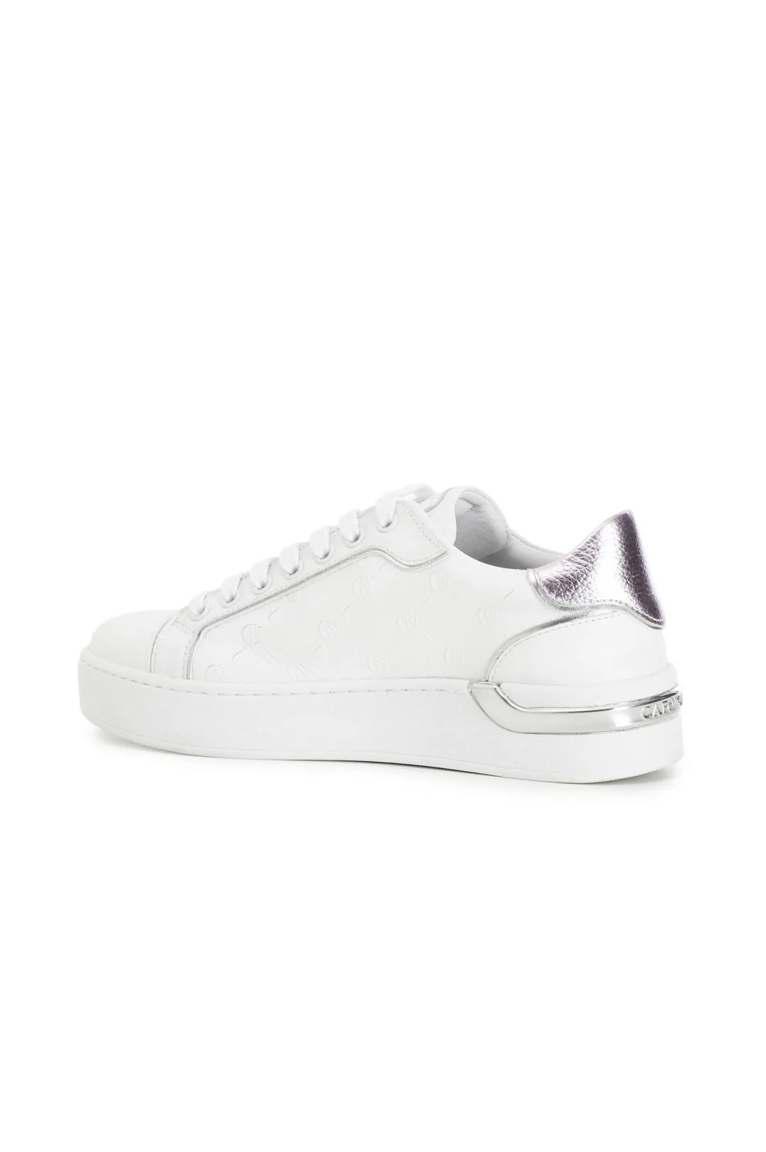 sneakers bassa in pelle con pattern monogramma bianco