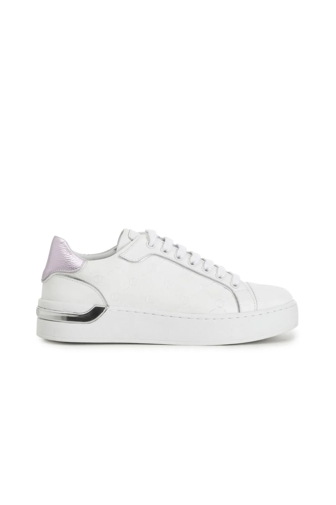 sneakers bassa in pelle con pattern monogramma bianco