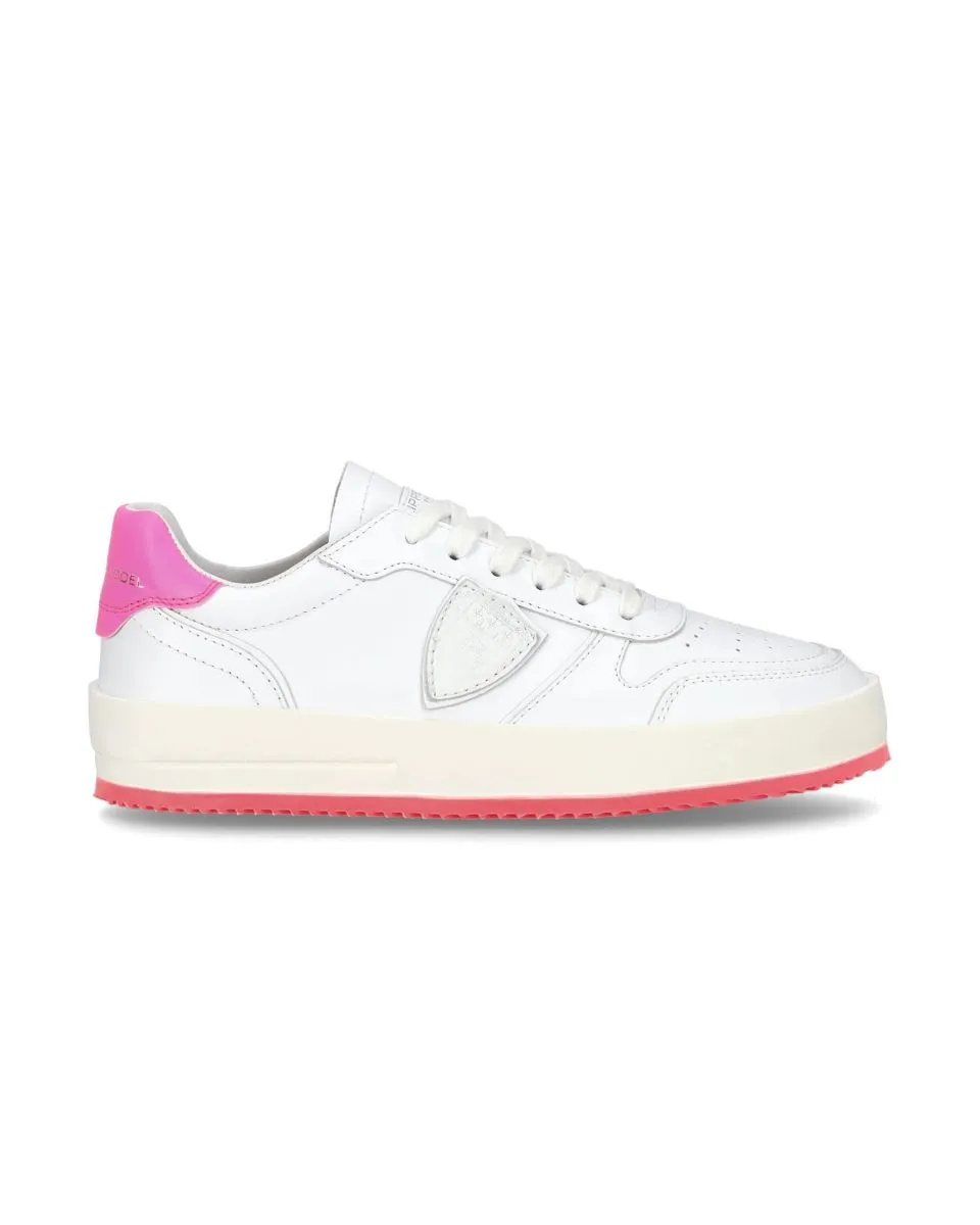 SNEAKERS Donna PHILIPPE MODEL PARIS VNLD VN02 - NICE LOW VEAU NEON BLANC/FUCSIA