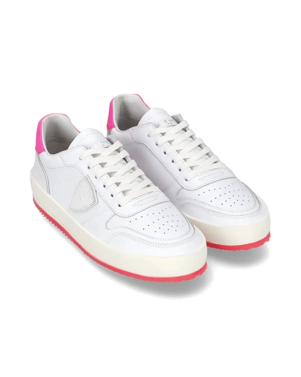 SNEAKERS Donna PHILIPPE MODEL PARIS VNLD VN02 - NICE LOW VEAU NEON BLANC/FUCSIA