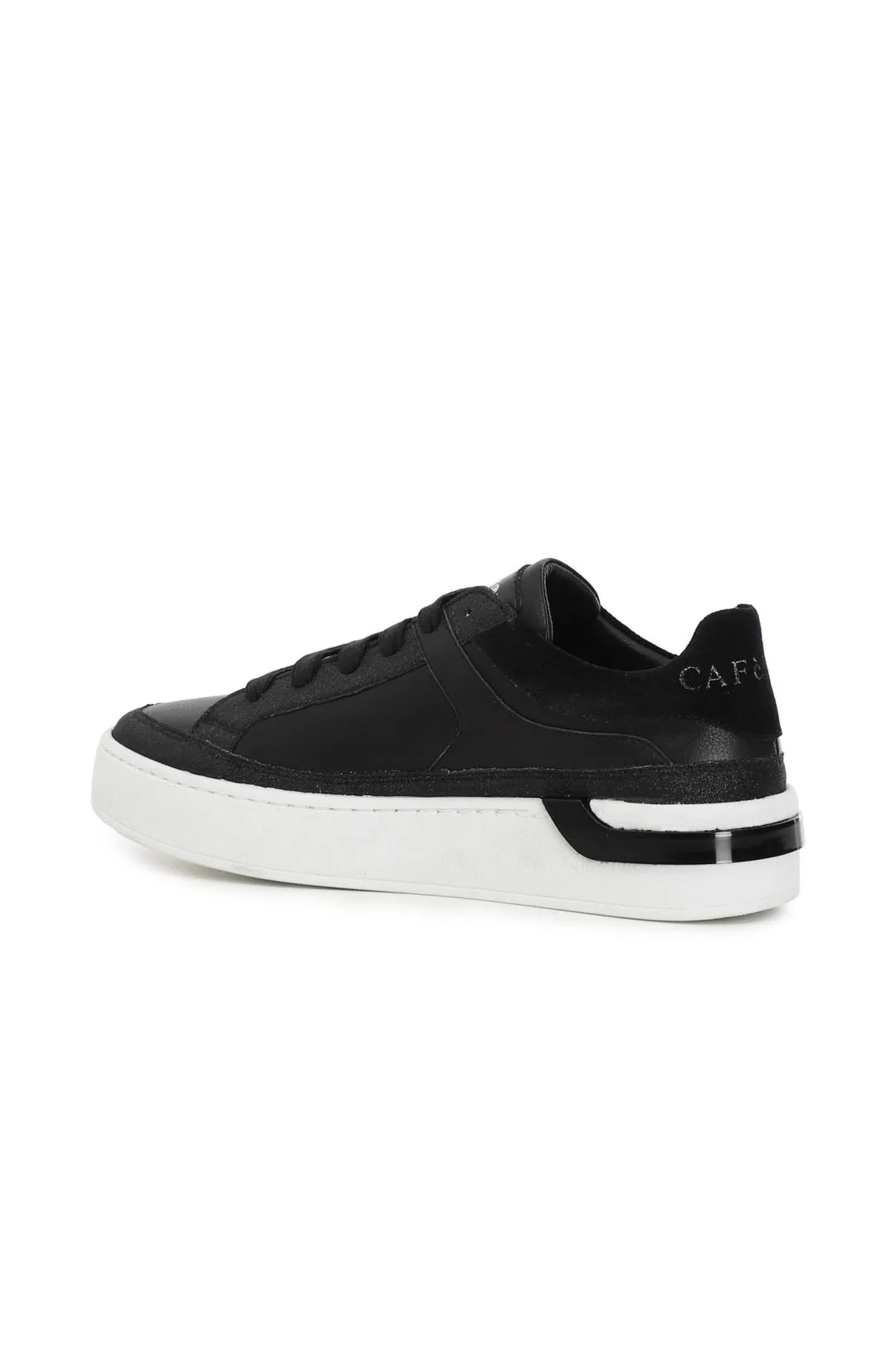sneakers in pelle con inserti in glitter
