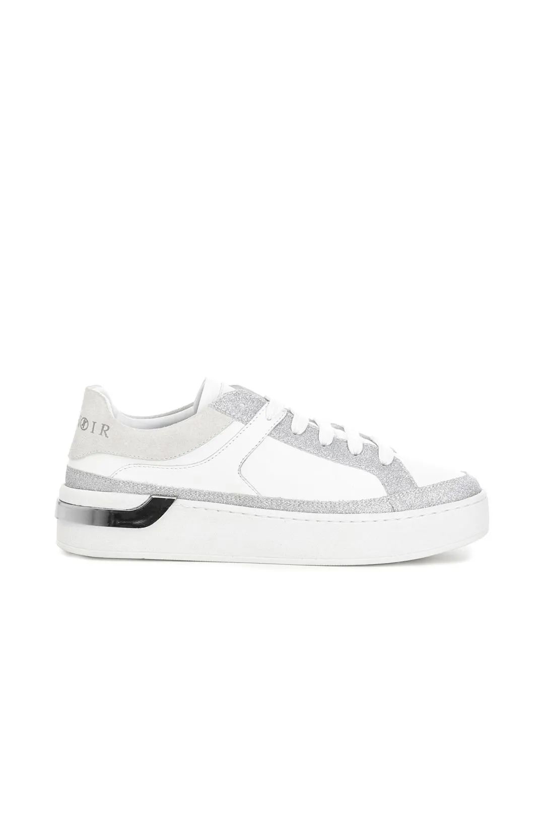 sneakers in pelle con inserti in glitter