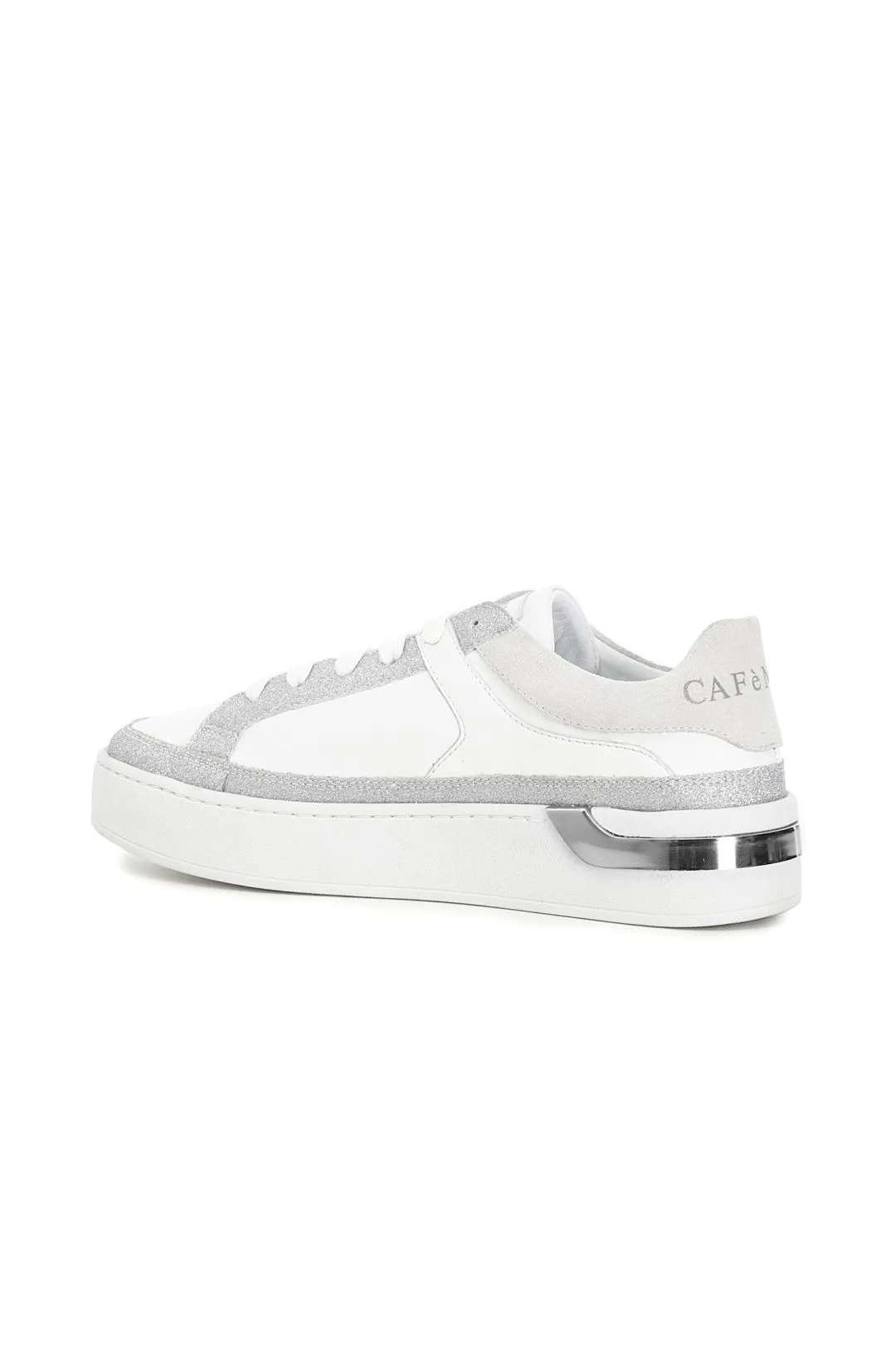 sneakers in pelle con inserti in glitter