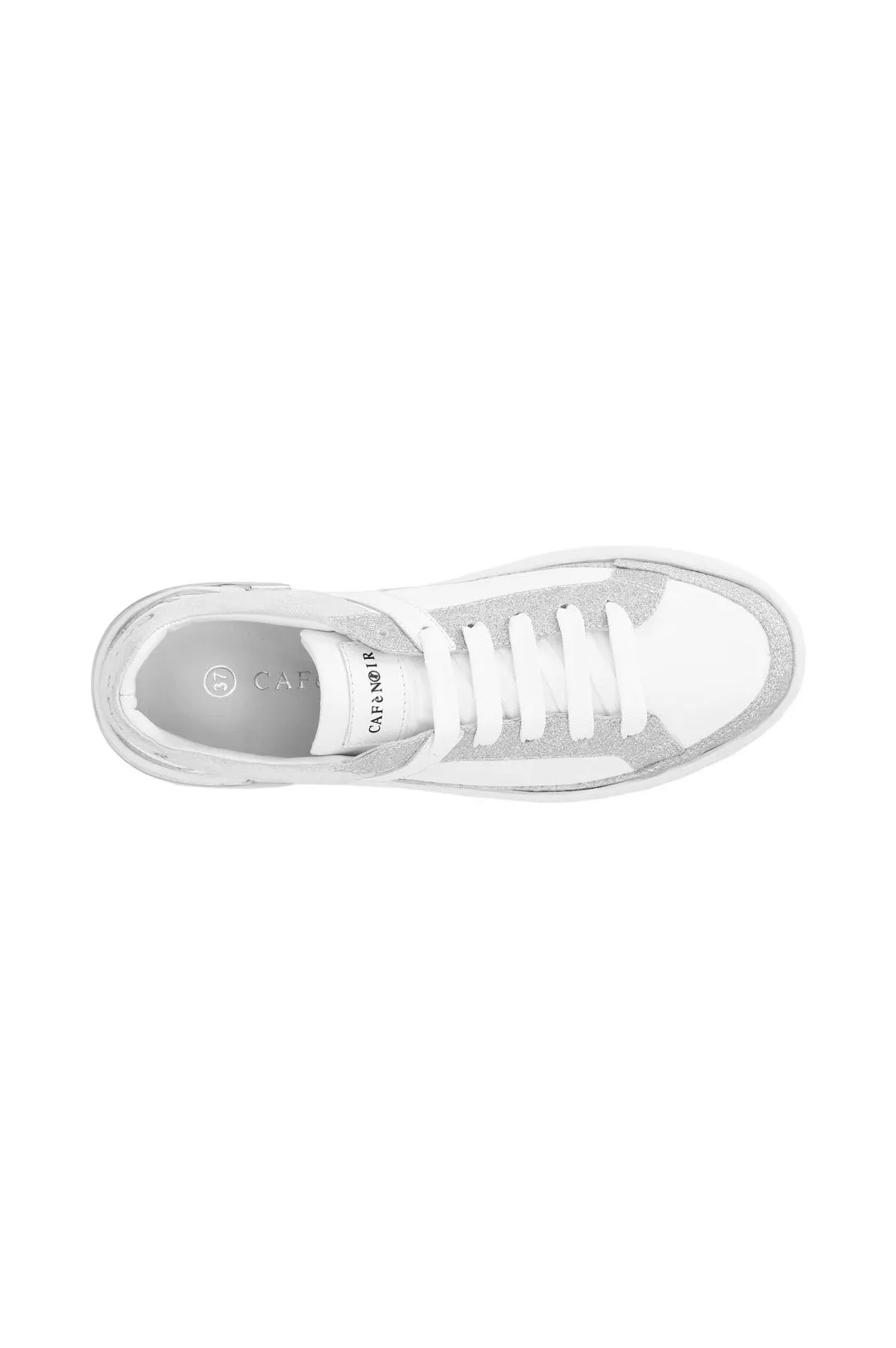 sneakers in pelle con inserti in glitter