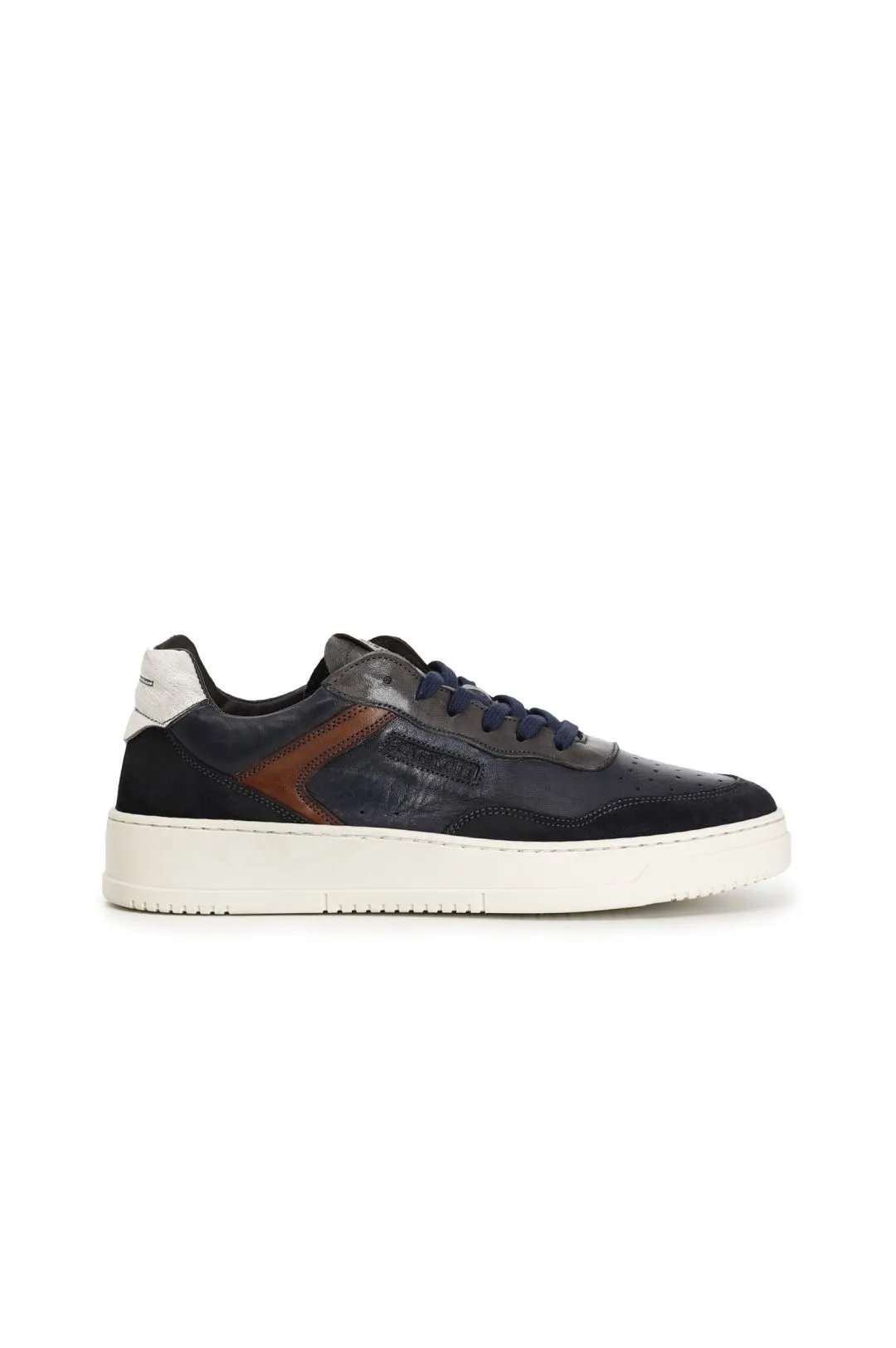 sneakers in pelle con riporti in pelle scamosciata