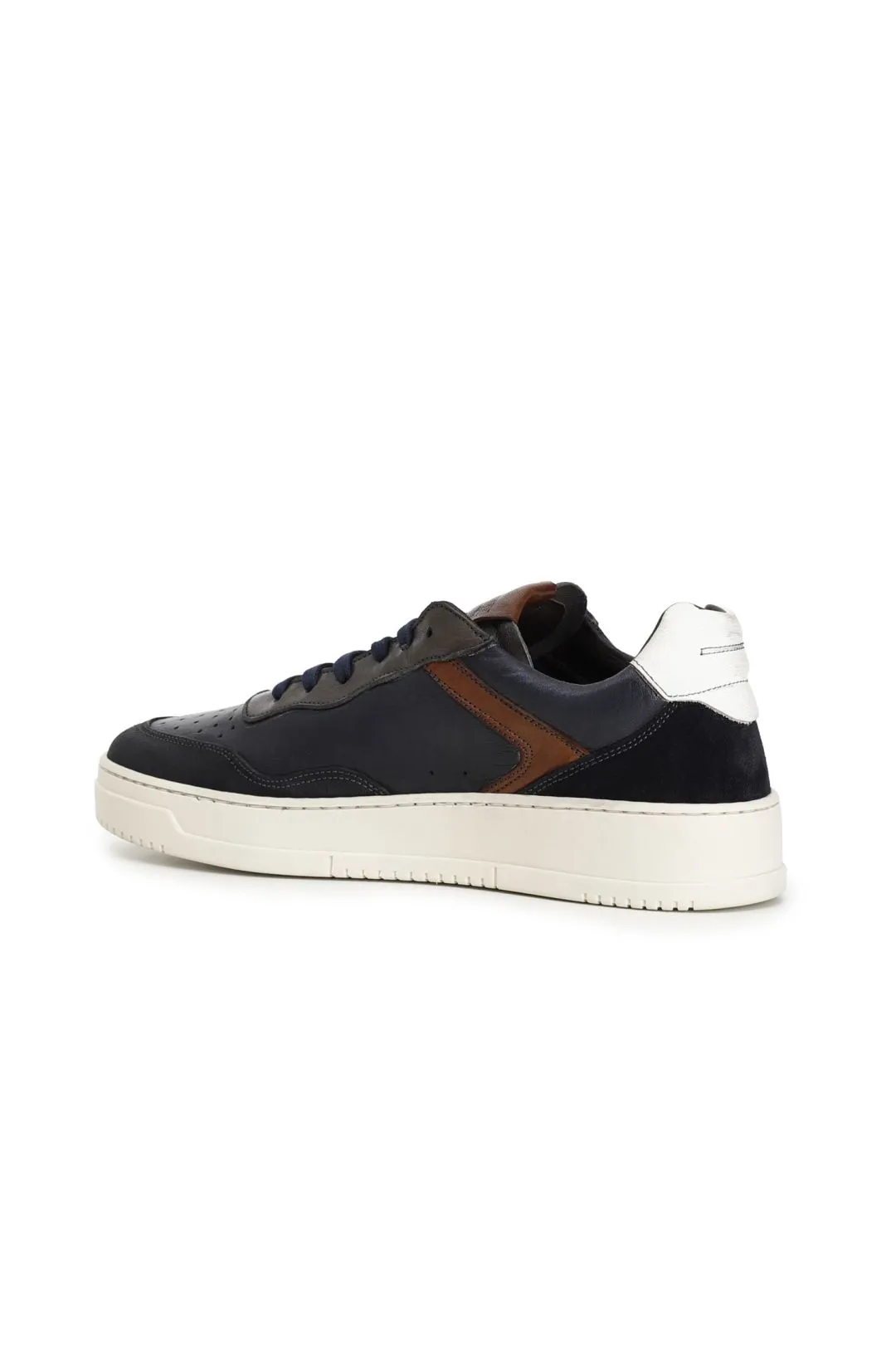 sneakers in pelle con riporti in pelle scamosciata