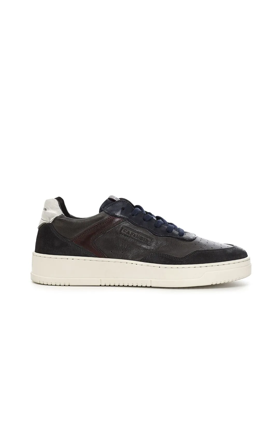 sneakers in pelle con riporti in pelle scamosciata