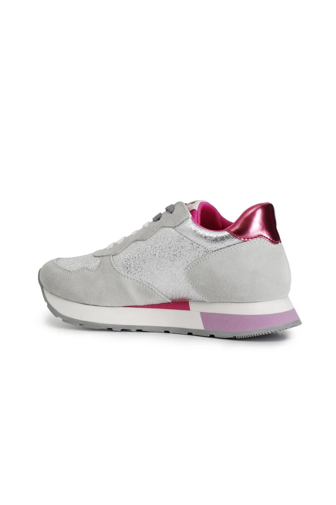 sneakers in pelle scamosciata e glitter off white