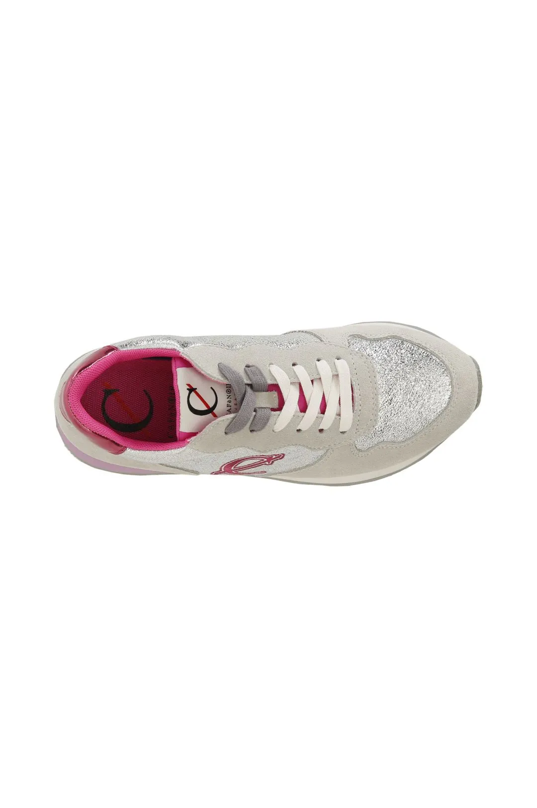 sneakers in pelle scamosciata e glitter off white