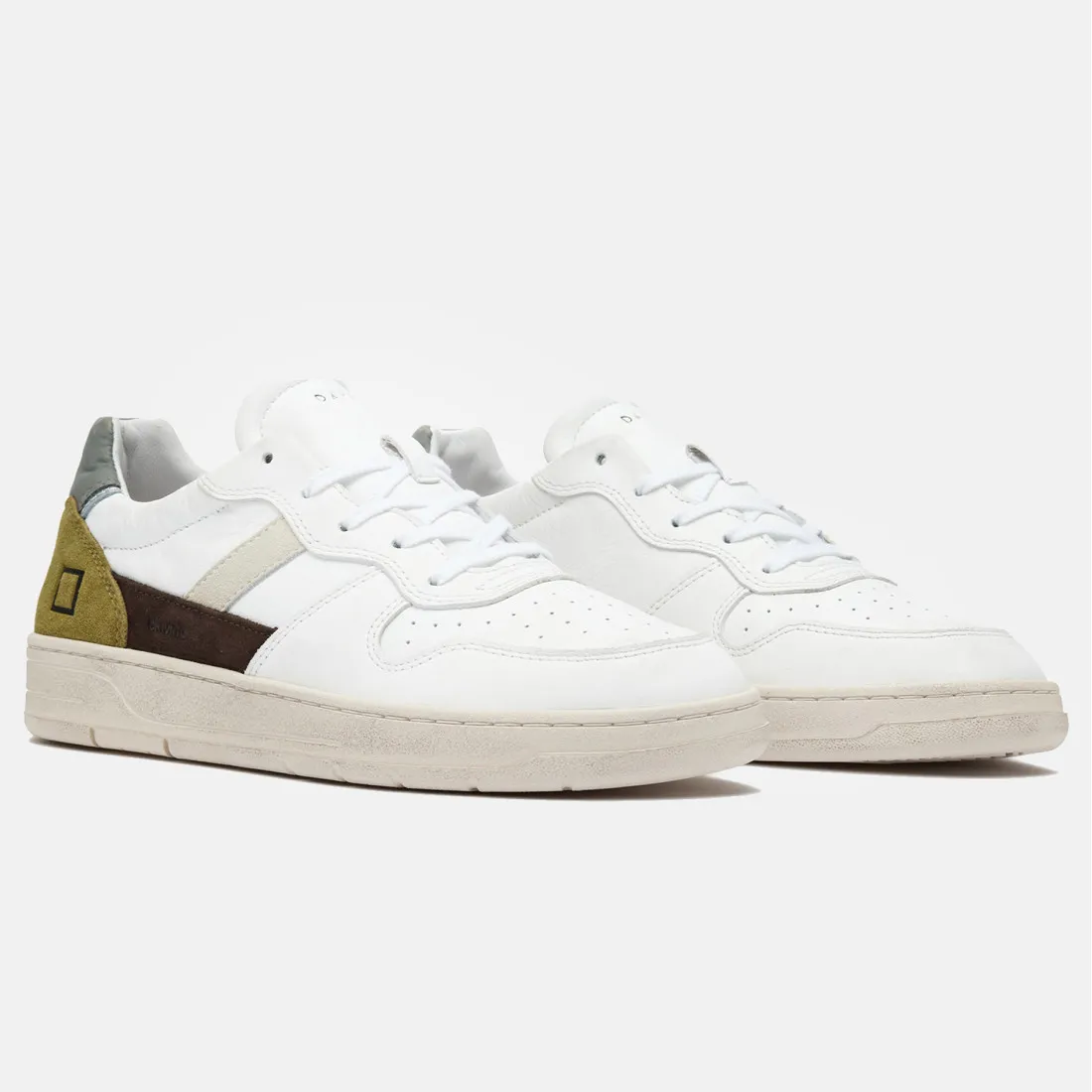Sneakers uomo D.A.T.E. Court 2.0 Vintage calf  bianche e verdi