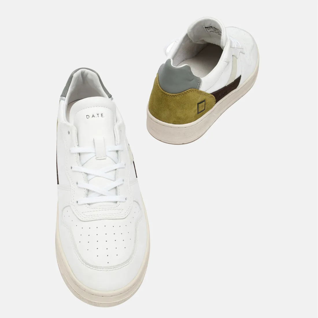 Sneakers uomo D.A.T.E. Court 2.0 Vintage calf  bianche e verdi