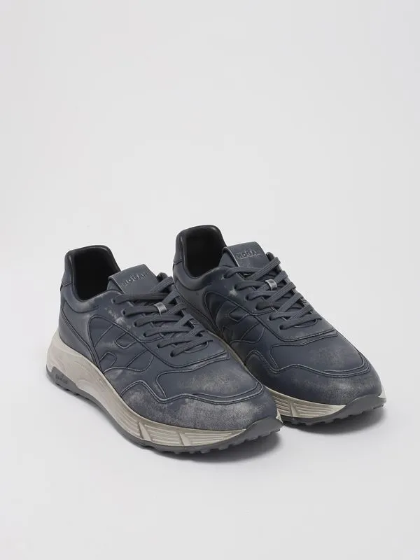 Sneakers uomo Hogan Hyperlight in pelle con finish vintage Denim