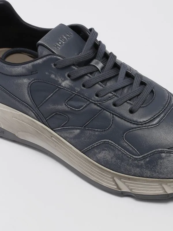 Sneakers uomo Hogan Hyperlight in pelle con finish vintage Denim