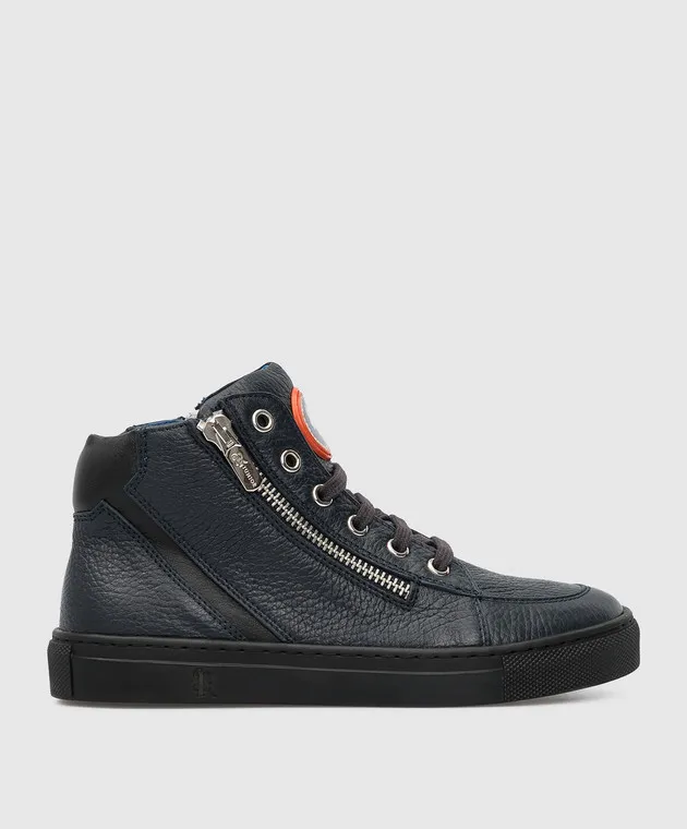 Stefano Ricci Scarpe alte da bambino in pelle blu scuro YRU543G823SKVH