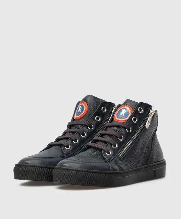 Stefano Ricci Scarpe alte da bambino in pelle blu scuro YRU543G823SKVH