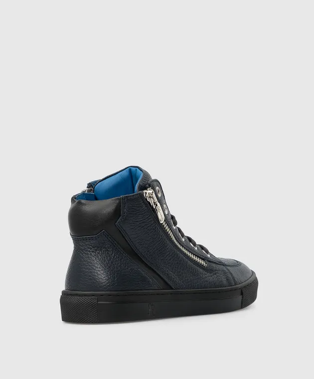 Stefano Ricci Scarpe alte da bambino in pelle blu scuro YRU543G823SKVH