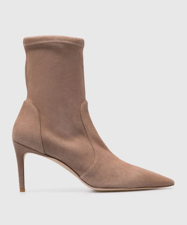 Stuart Weitzman Stivaletto STUART 75 STRETCH in camoscio beige SA184