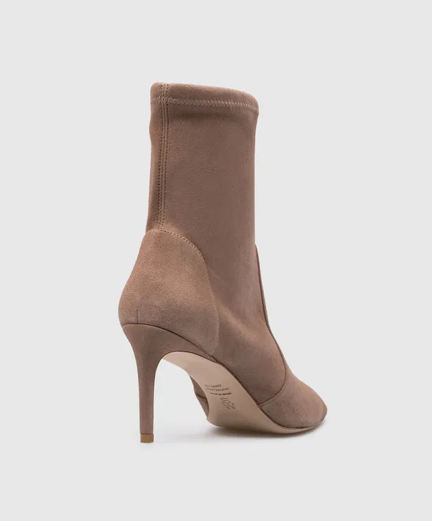 Stuart Weitzman Stivaletto STUART 75 STRETCH in camoscio beige SA184