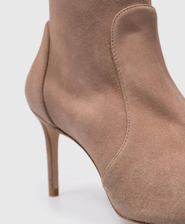 Stuart Weitzman Stivaletto STUART 75 STRETCH in camoscio beige SA184