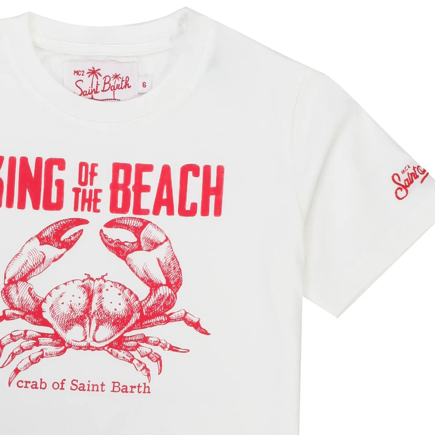 T-Shirt Bianca Con Granchio Rosso Bambino
