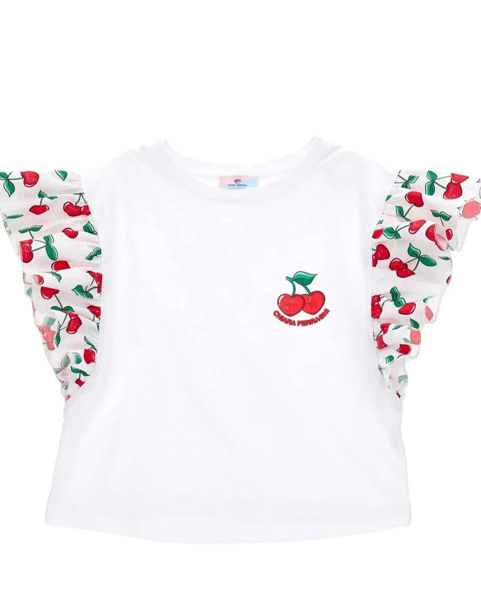 T-shirt con rouches stampate Chiara Ferragni P/E 2024