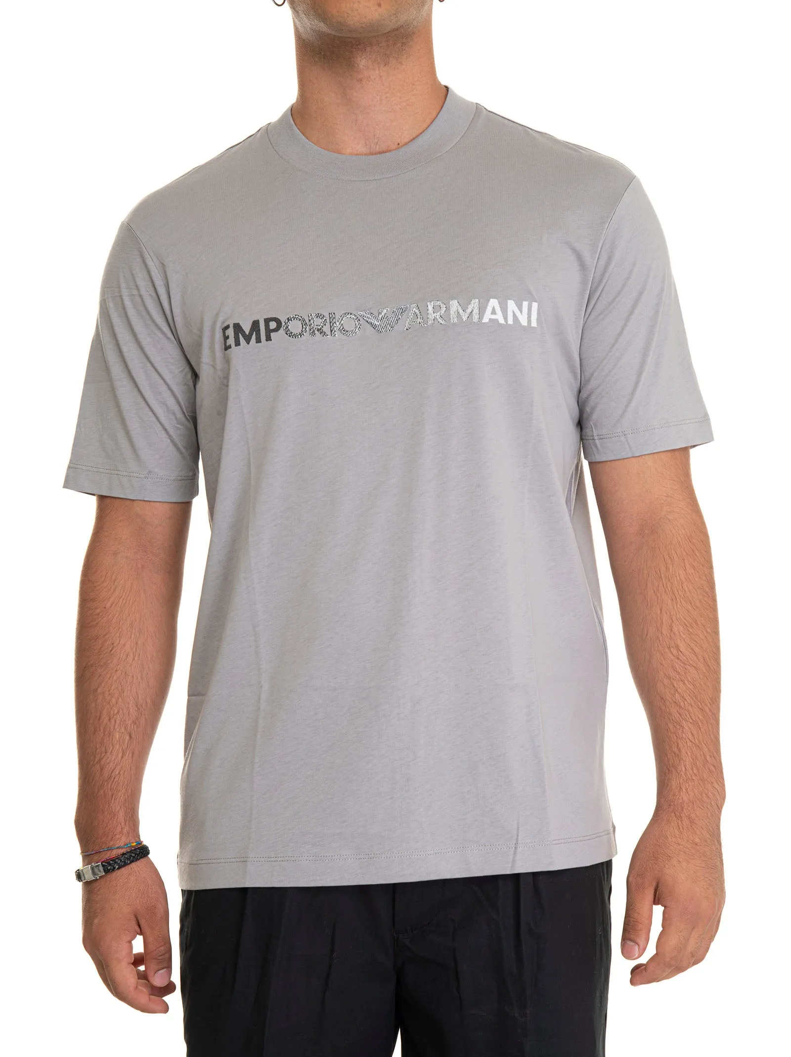 T-shirt girocollo Grigio Emporio Armani Uomo
