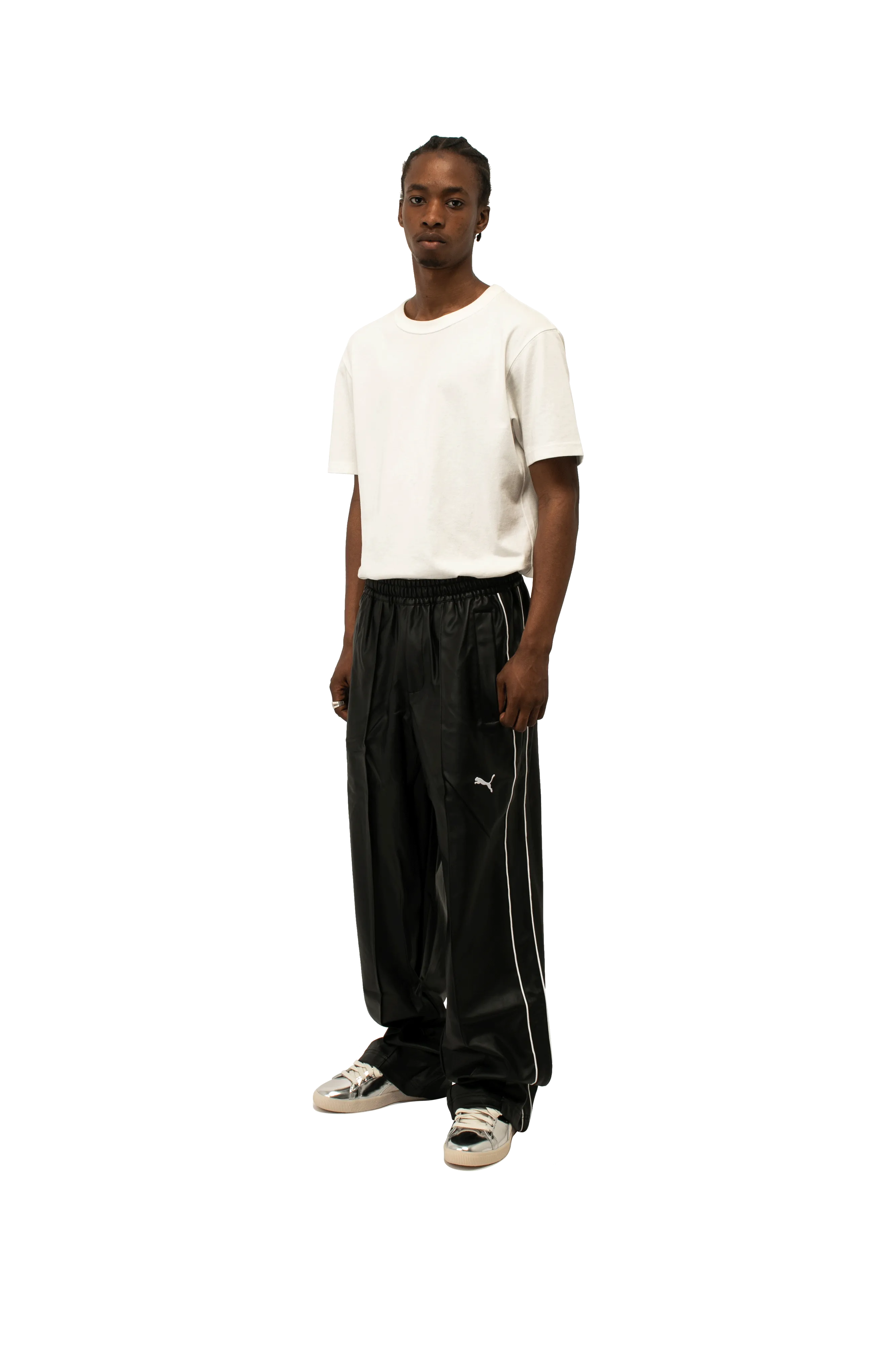 T7 Oversized Pleather Track Pants