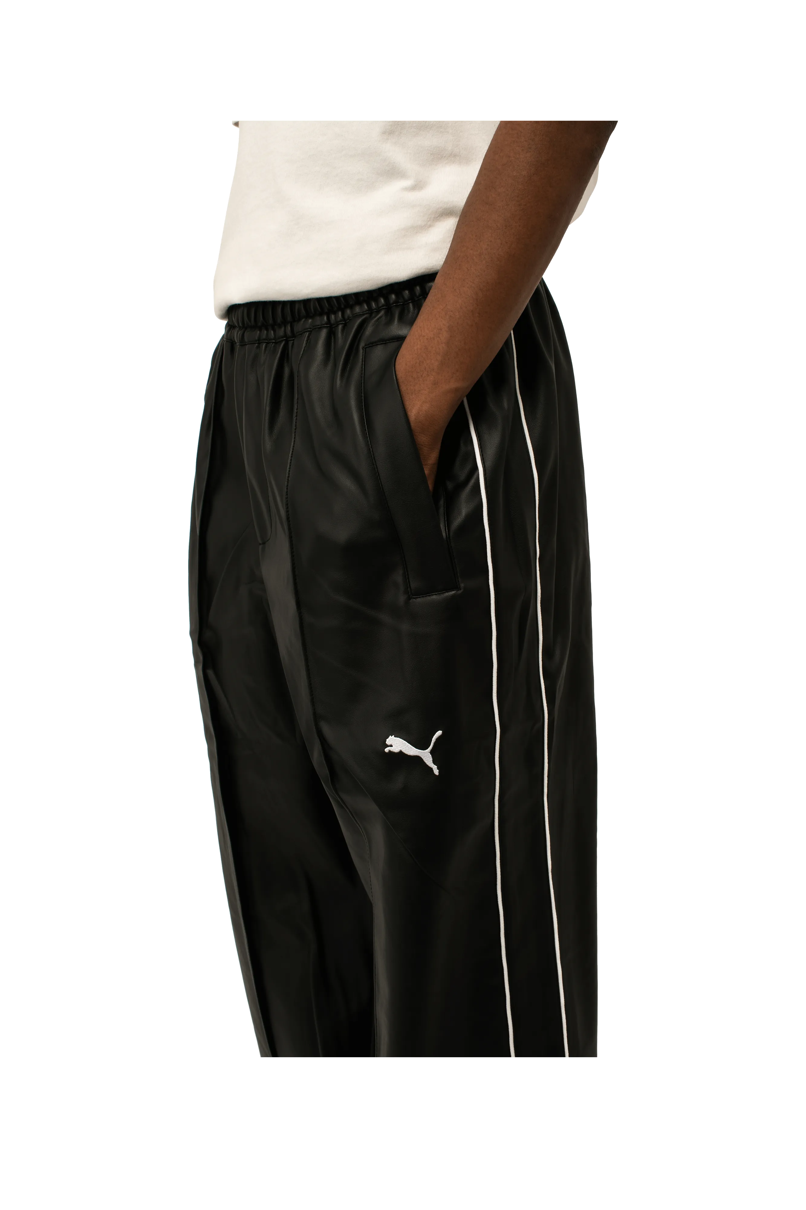 T7 Oversized Pleather Track Pants
