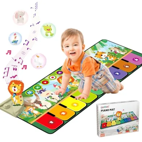 Tappetino Musicale per Bambini,Tappetino per Pianoforte,Tappetino da Ballo per Bambini con10 animali,Tappetino Musicale per Bamb