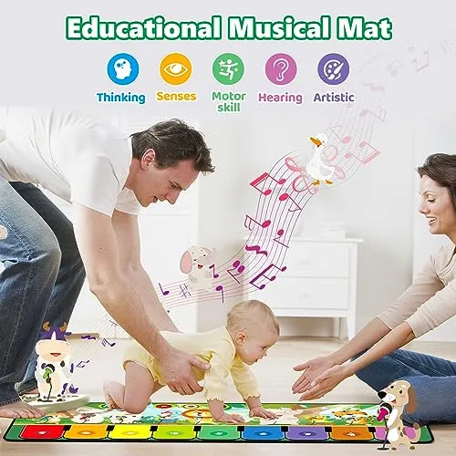 Tappetino Musicale per Bambini,Tappetino per Pianoforte,Tappetino da Ballo per Bambini con10 animali,Tappetino Musicale per Bamb