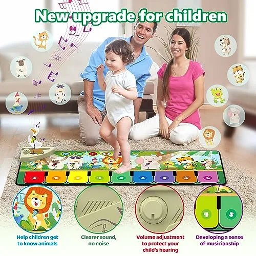 Tappetino Musicale per Bambini,Tappetino per Pianoforte,Tappetino da Ballo per Bambini con10 animali,Tappetino Musicale per Bamb