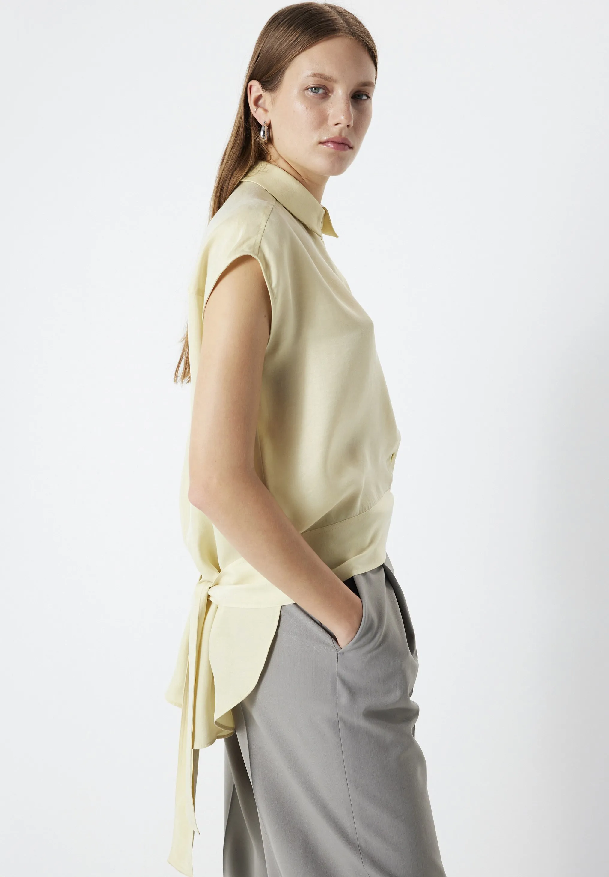 TIE-UP SHIRT COLLAR - Camicetta