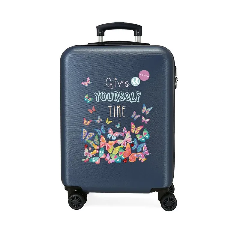 TROLLEY DA VIAGGIO ABS 4 DOPPIE RUOTE MOVOM GIVE YOURSELF TIME 37X55X20CM BLU VALIGIA BAGAGLIO A MANO 2CHIUSURE A COMBIN