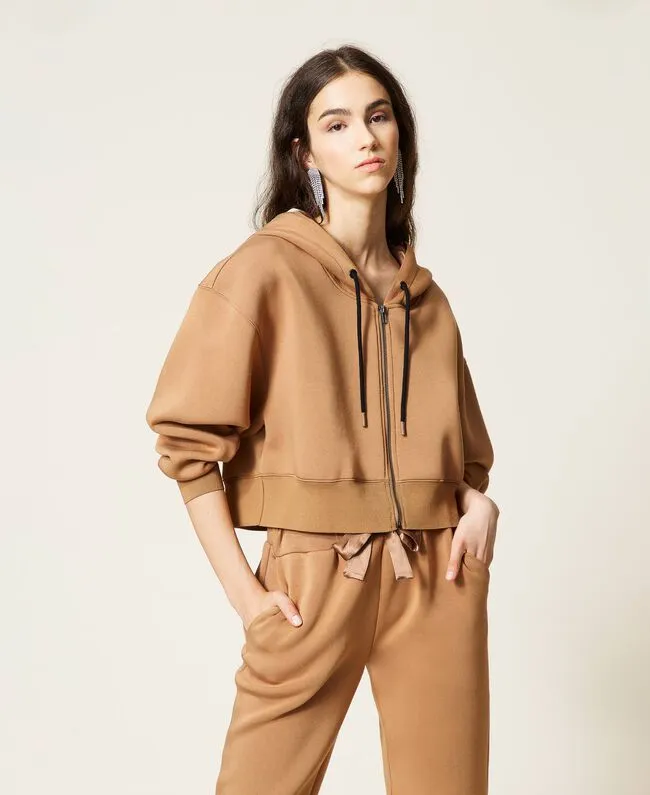 Twin Set Sweatshirt in Scuba / Brown
