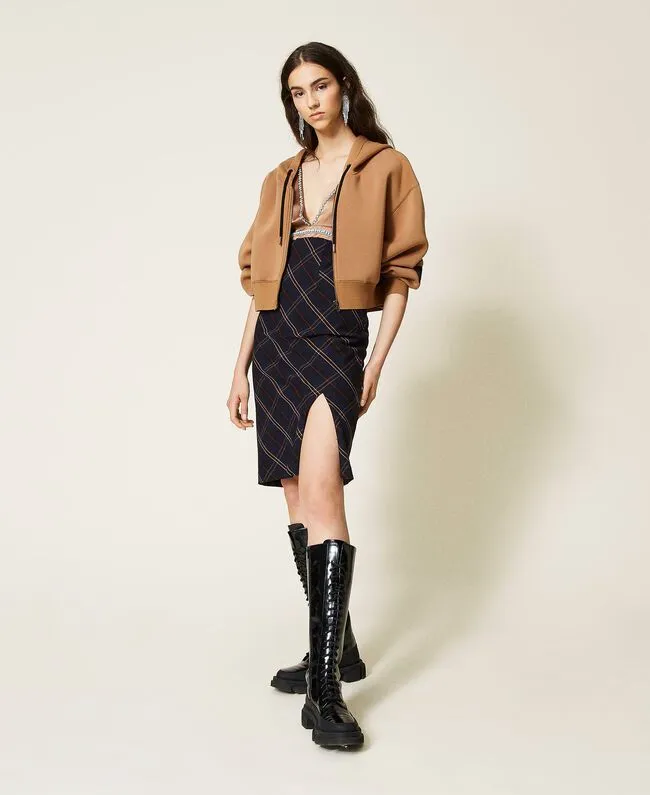 Twin Set Sweatshirt in Scuba / Brown