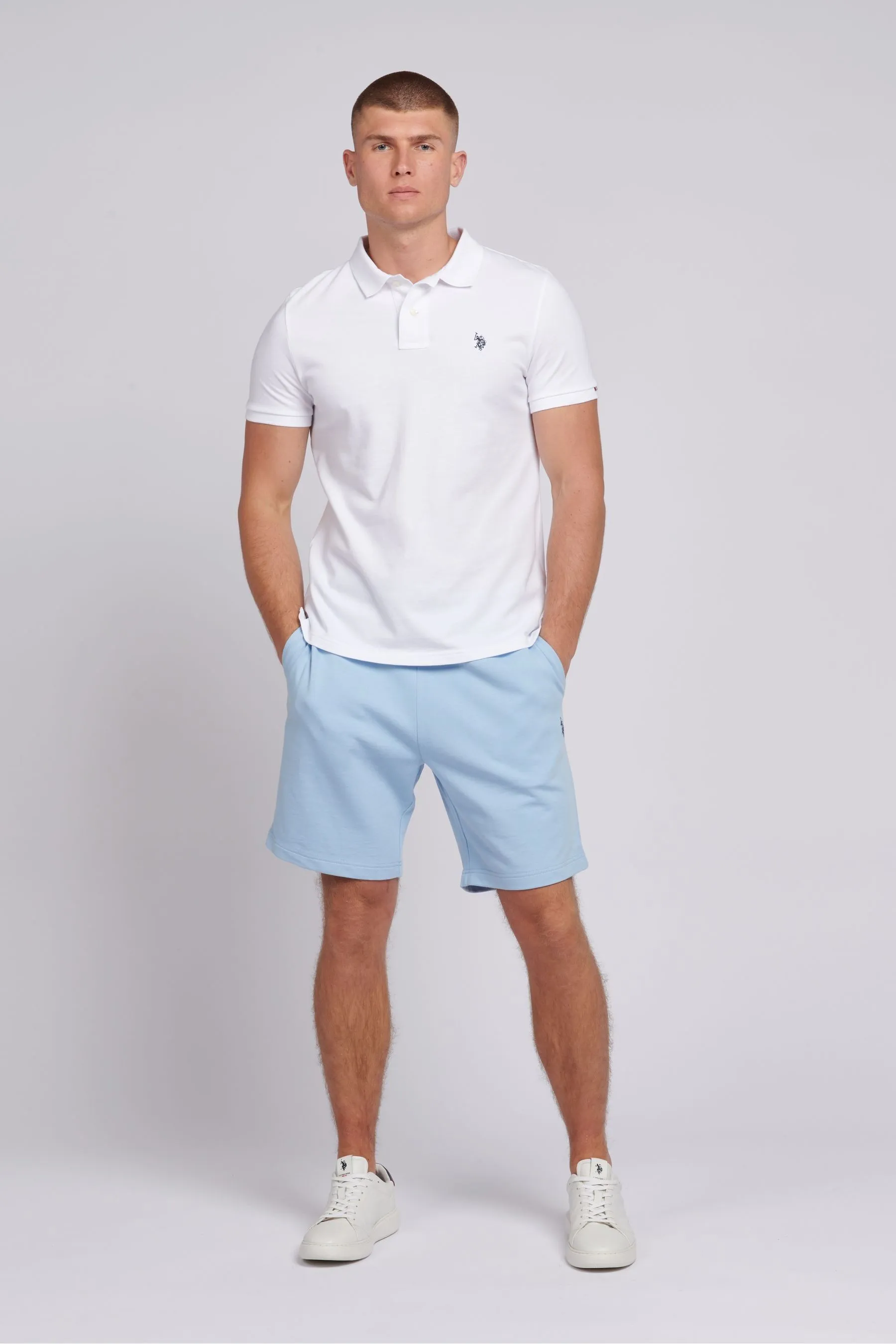 U.S. Polo Assn. Uomo - Shorts in felpa con doppio cavaliere vestibilità classica    
