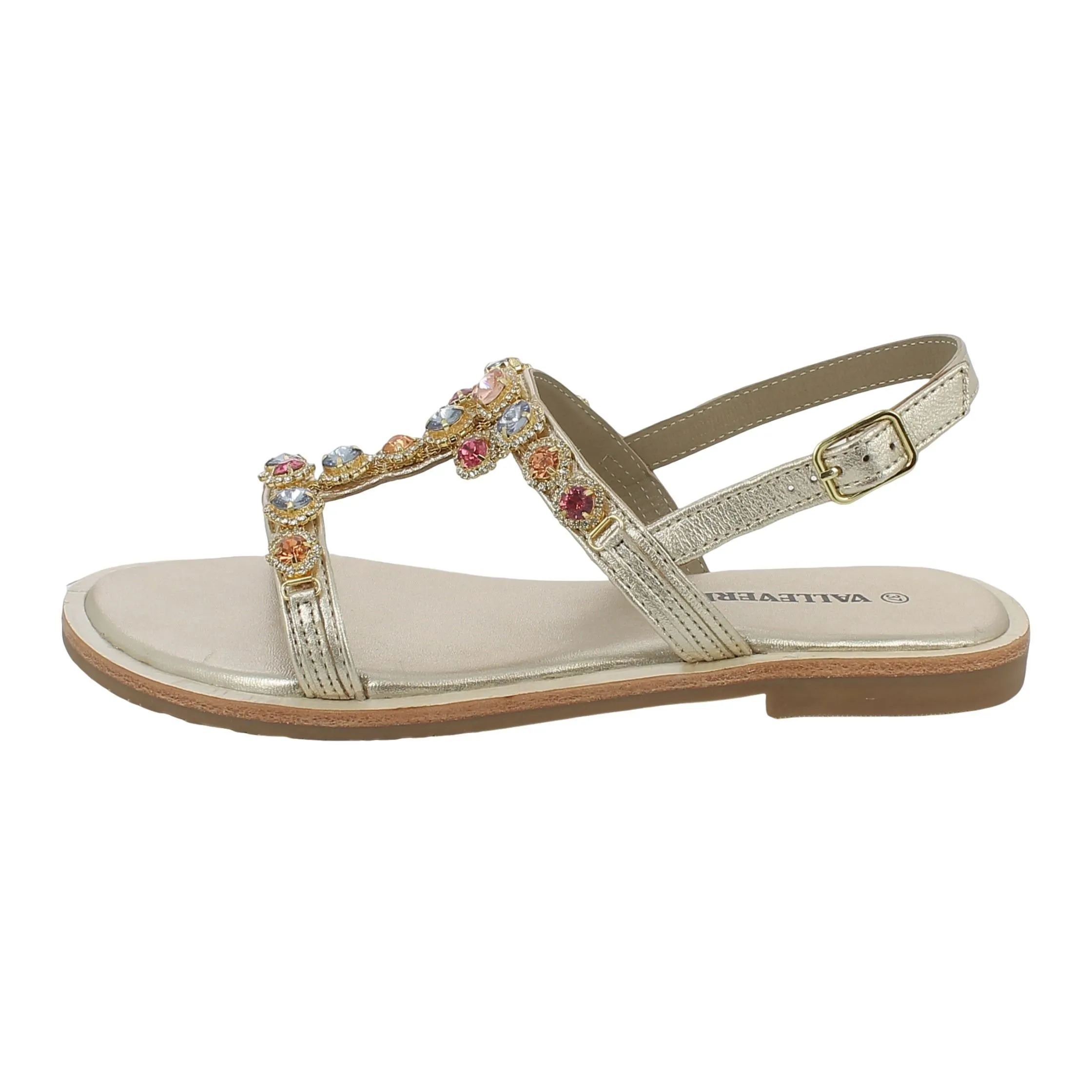 Valleverde  Sandalo Gioiello Oro con Strass Multicolor 