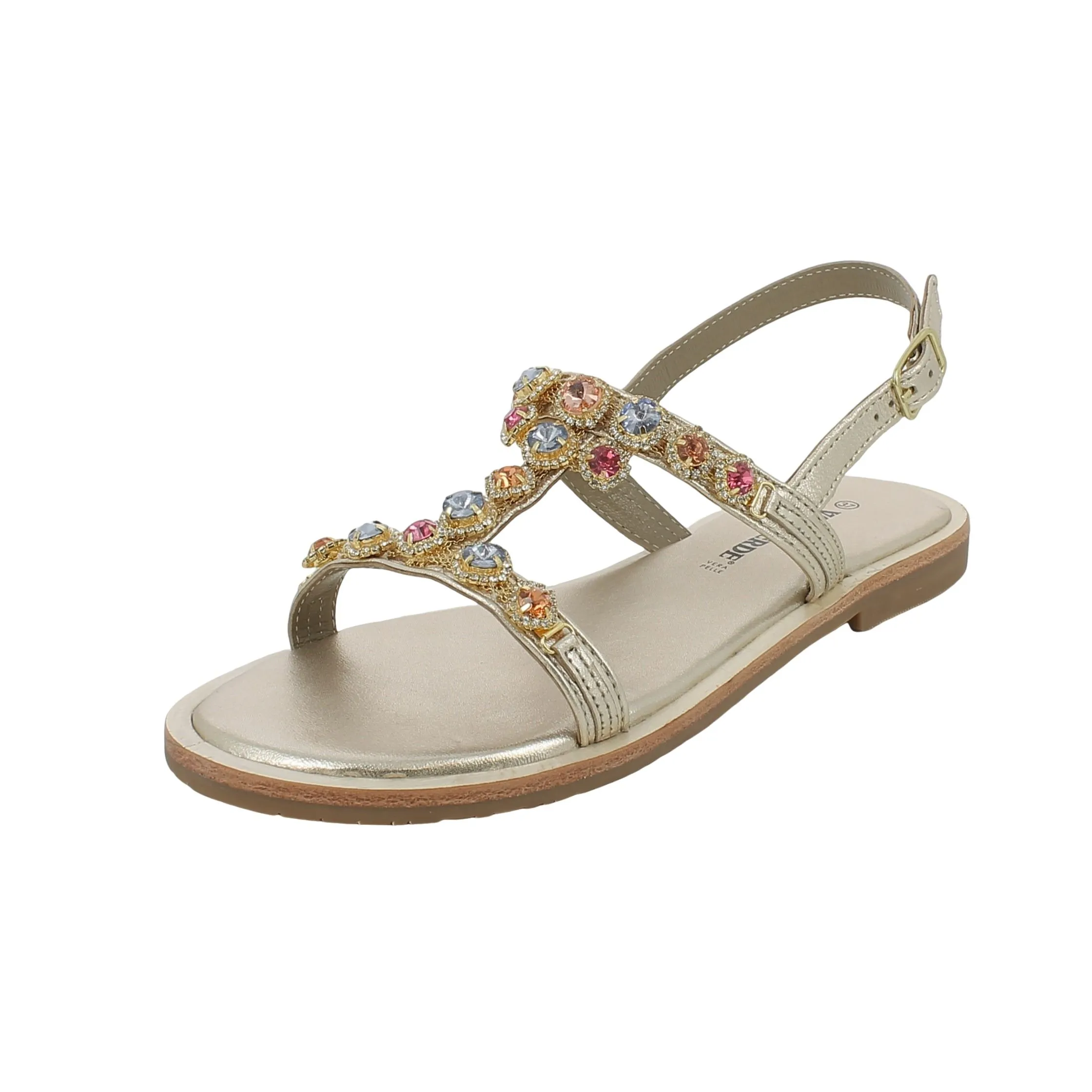 Valleverde  Sandalo Gioiello Oro con Strass Multicolor 